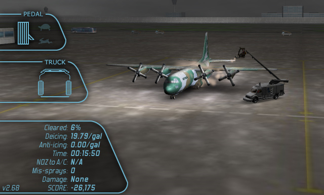 Training to deice a Lockheed Martin C-130 at night