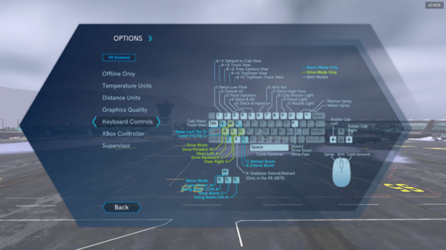 Simulation Control Options, Global Ground Support Aircraft De-Icing Simulator by ForgeFX Simulations