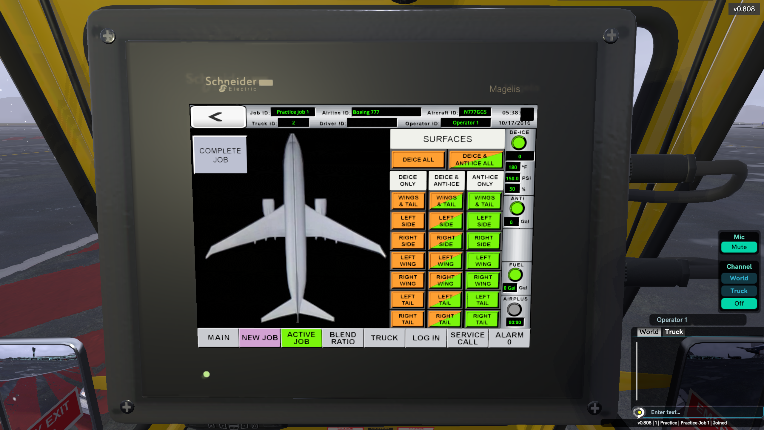 Simulation Control Options, Global Ground Support Aircraft De-Icing Simulator by ForgeFX Simulations