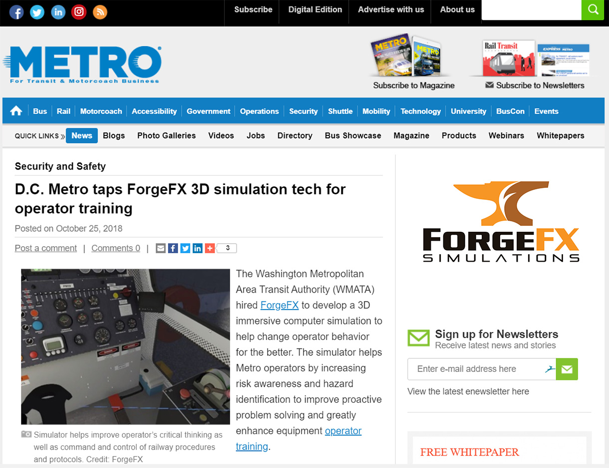 DC Metro Taps ForgeFX Simulations