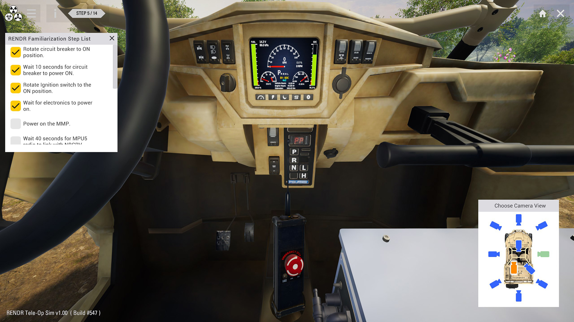 Vehicle and Sensor Operation and Familiarization Training Simulator