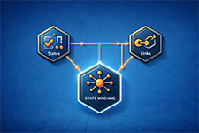 The State Machine component provides a flexible state management system for controlling simulation flow and behavior. This system enables developers to define clear state transitions, manage complex simulation logic, and create robust training scenarios with predictable state-based interactions.